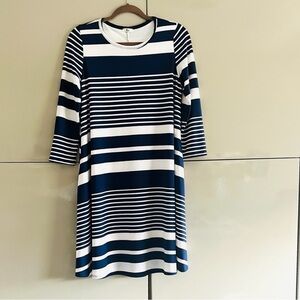 Navy and White Striped Dress.